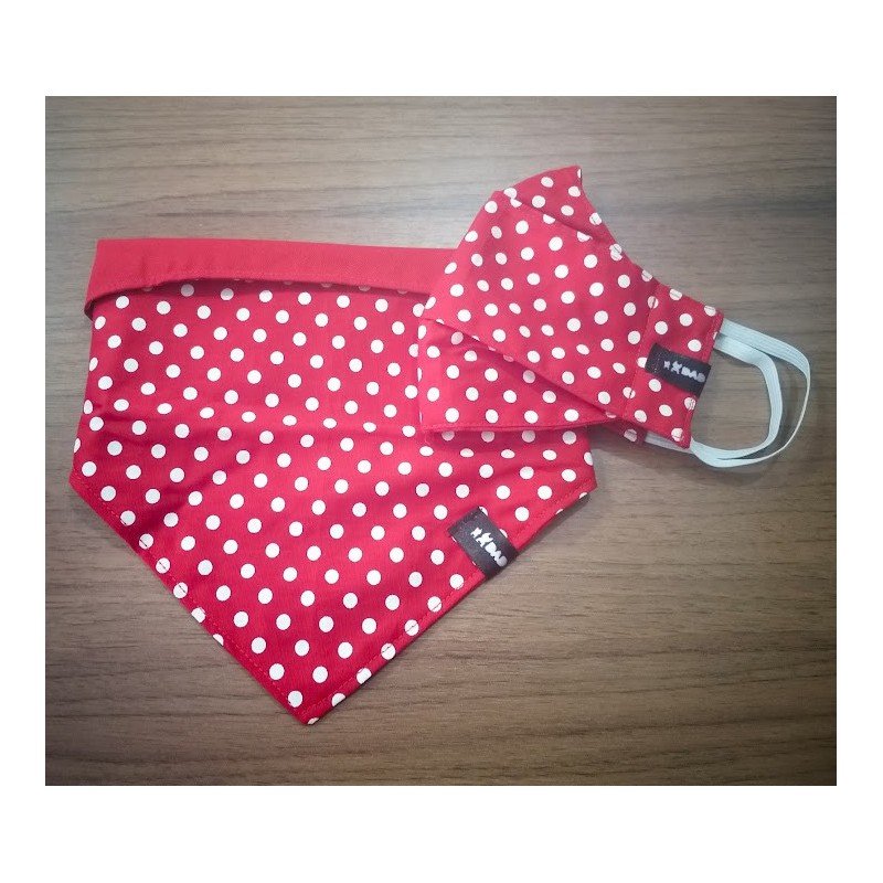 Kit Bandana Pet + Máscara Infantil Vermelho