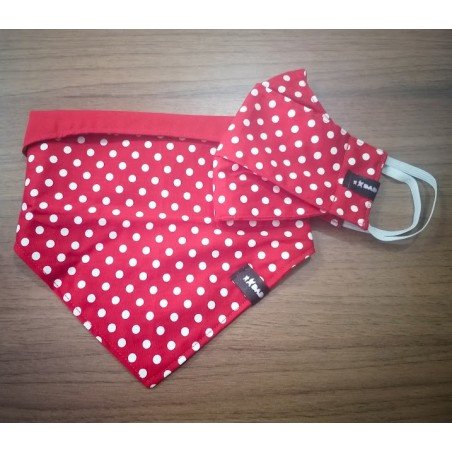 Kit Bandana Pet + Máscara Infantil Vermelho